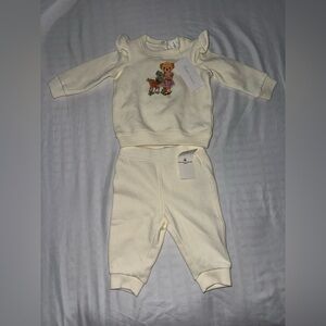Ralph Lauren Cream Baby Sweatshirt with Teddy & Fawn Motif